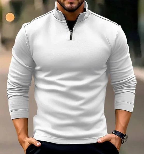 Long-sleeve Zipper Men's Sports Polo Shirt