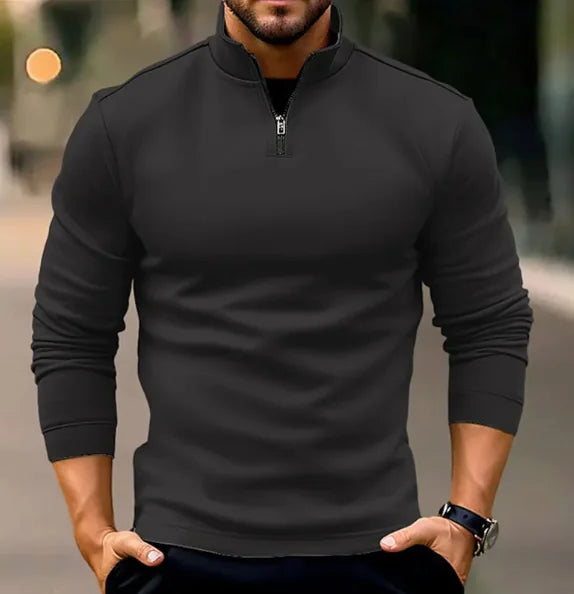 Long-sleeve Zipper Men's Sports Polo Shirt